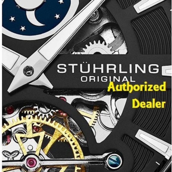 Stuhrling Original 3942 5 Automatic Skeleton Brown Leather  Mens Watches Stuhrling Original Authorized Dealer